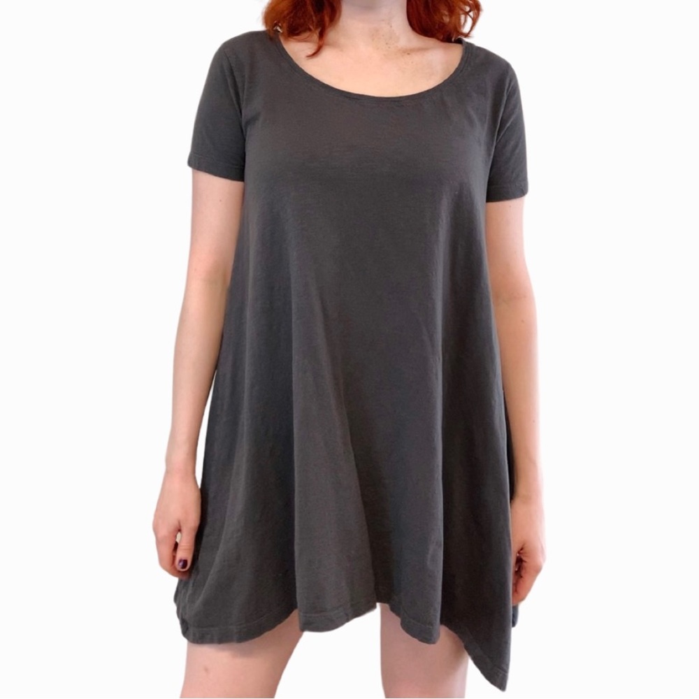 Organic Cotton Tunic Dress Short Sleeve Relaxed Boho Sustainable Lagenlook Layer